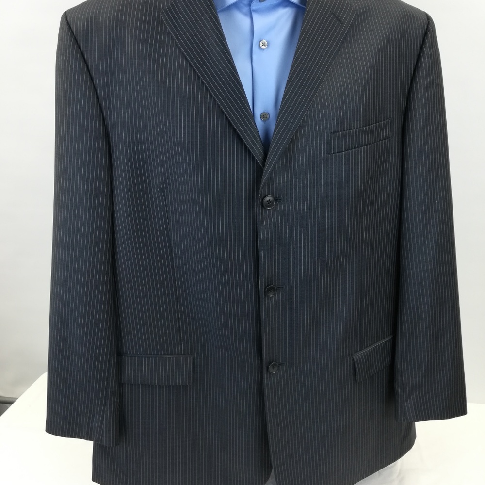 Perry Ellis Men's Suit Jacket 46L Char/grey Wool